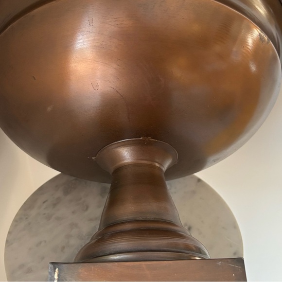 Copper/Bronze Footed Pedestal Base Bowl Urn Large Centerpiece 13.25” W 9.25” T - Picture 14 of 16
